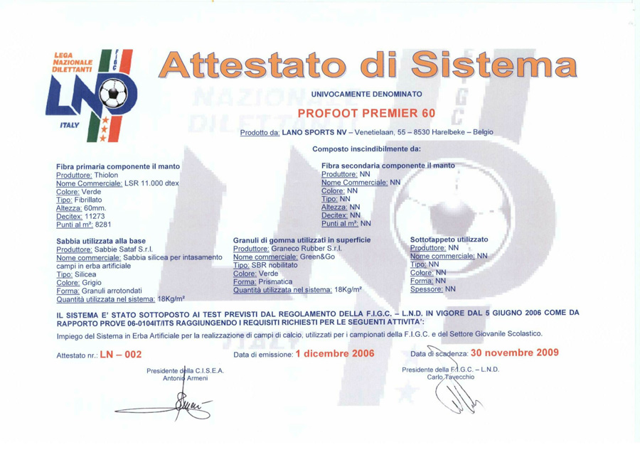 Certificato (L.N.D.)